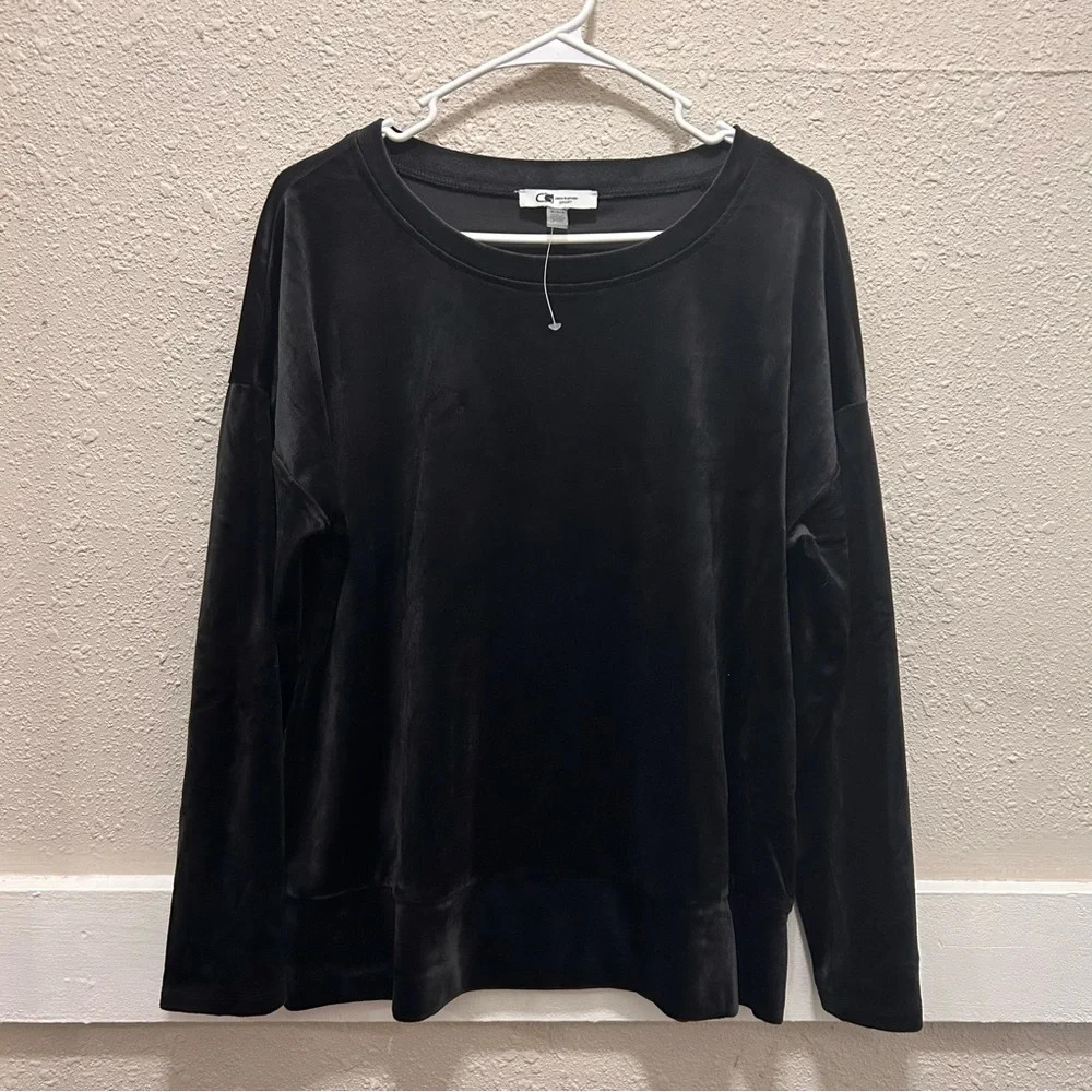 Cable & Gauge Sport Velour Black Sweatshirt Medium
